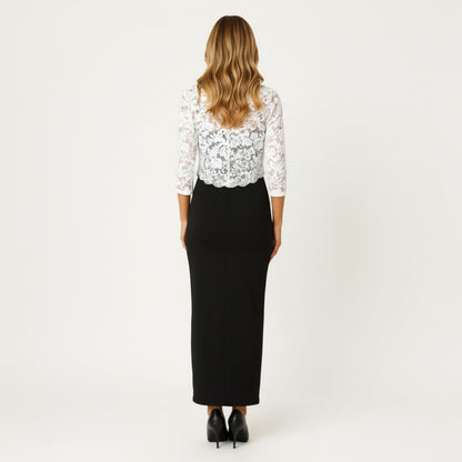 Anna-Kaci Women's Floral Lace Cropped Cardigan with 3/4 Sleeves and Scalloped Trim