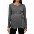 Anna-Kaci Women's Long Sleeve Maternity Top with Textured Knit Fabric and Side Bow Detail