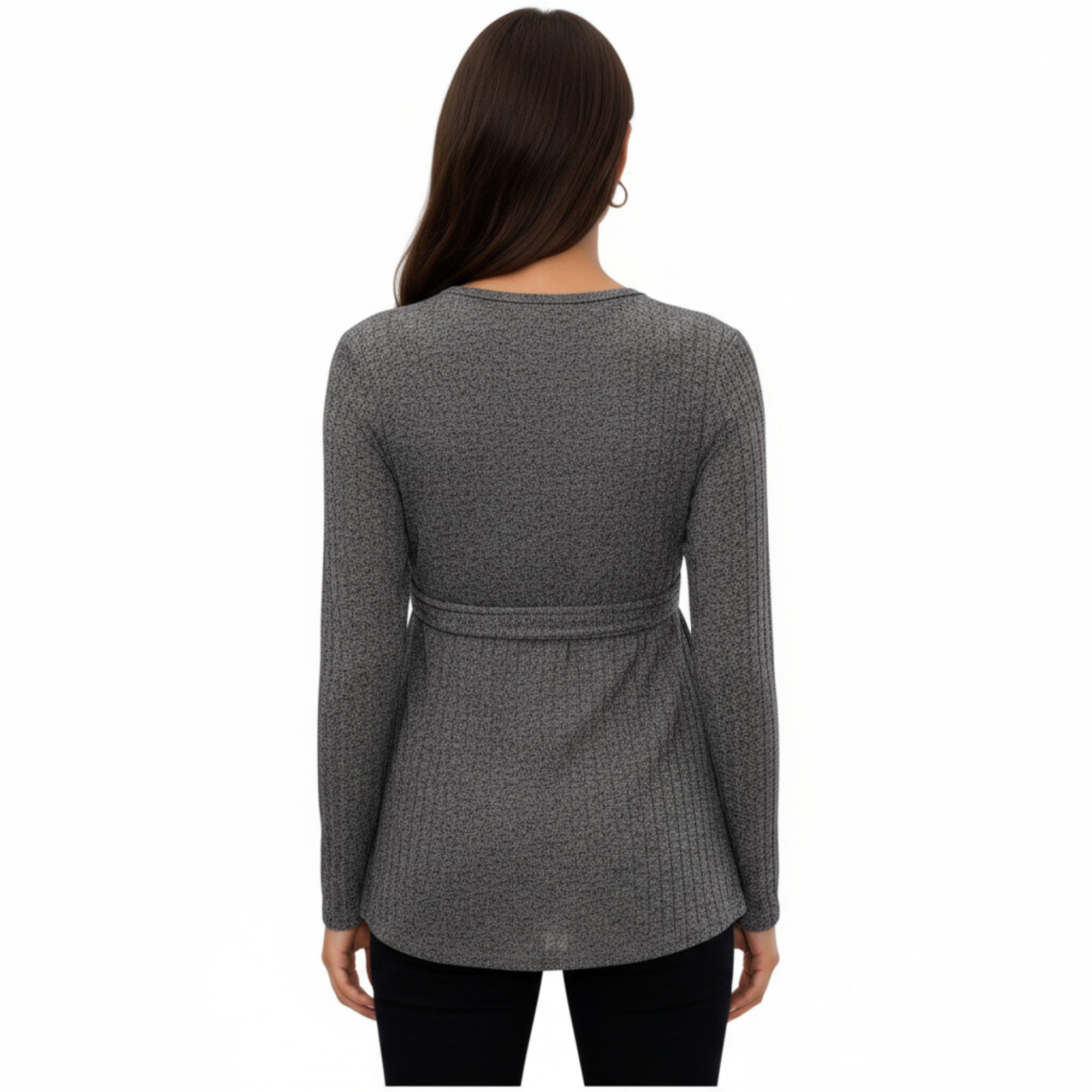 Anna-Kaci Women's Long Sleeve Maternity Top with Textured Knit Fabric and Side Bow Detail