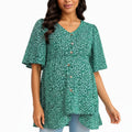 Anna-Kaci Women's Short Sleeve Floral Print Maternity Top with Button Front and Flowy Hem