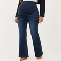 Anna-Kaci Women's Over-the-Belly Maternity Bootcut Jeans - Slim Fit Flare Stretch Denim Pants