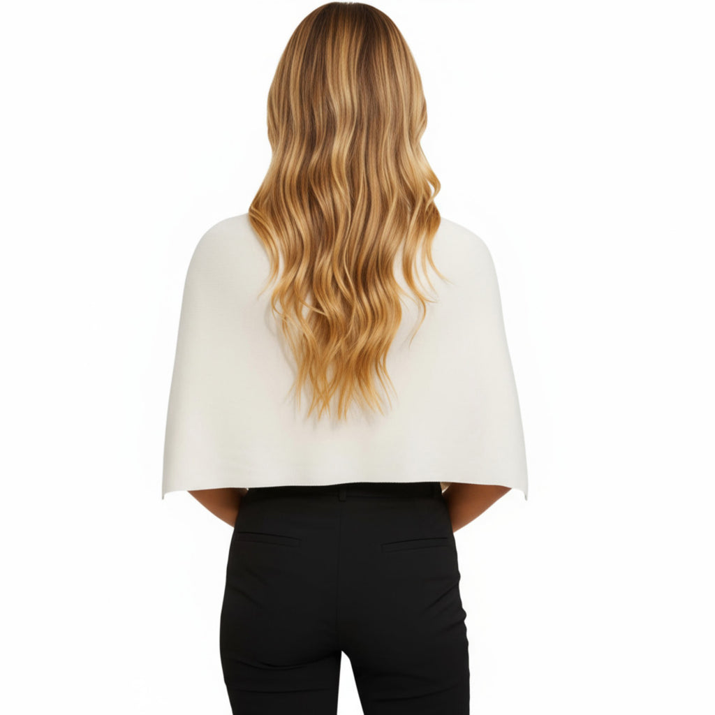 Anna-Kaci Women's Knit Shoulder Wrap with Draped Neckline and Asymmetrical Hem 25.5in