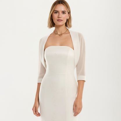 Anna-Kaci Women's Sheer Bolero Cardigan with 3/4 Sleeves and Open Front Design