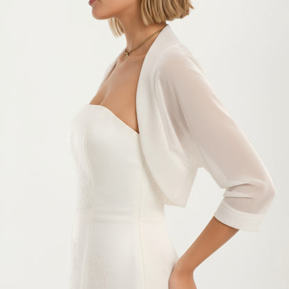 Anna-Kaci Women's Sheer Bolero Cardigan with 3/4 Sleeves and Open Front Design