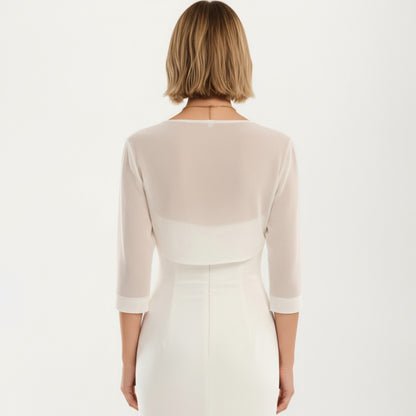 Anna-Kaci Women's Sheer Bolero Cardigan with 3/4 Sleeves and Open Front Design