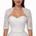 Anna-Kaci Women's Lace Half Sleeve Bridal Bolero Shrug with Floral Embroidery