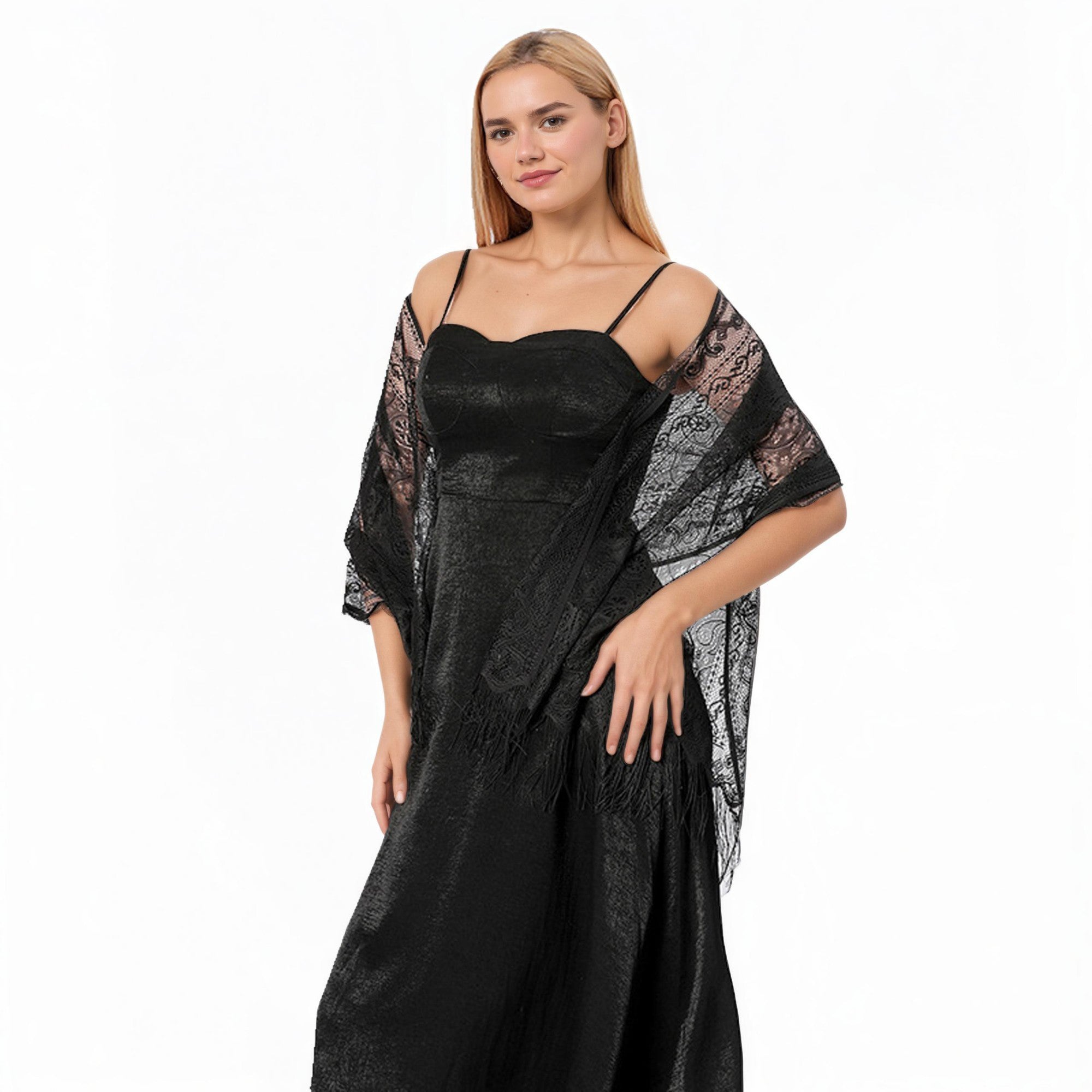 Anna-Kaci Women's Sheer Lace Kimono Shrug with Floral Pattern and Elbow-Length Sleeves
