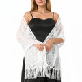 Anna-Kaci Women's Sheer Lace Kimono Shrug with Floral Pattern and Elbow-Length Sleeves