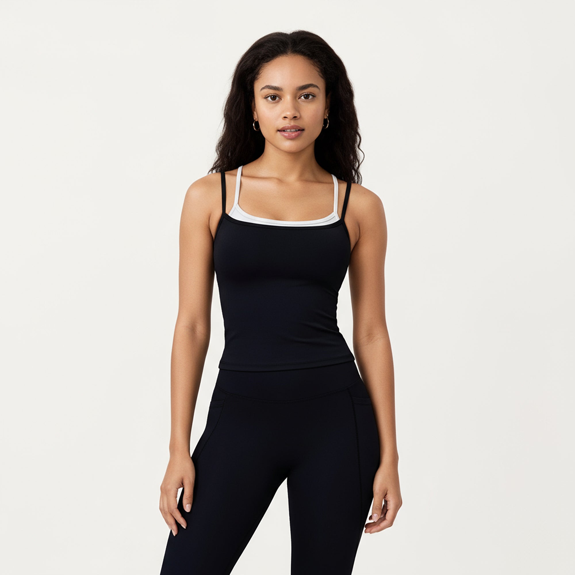Anna-Kaci Active Women's Double Strap Fitted Active Tank Top with Built-In Shelf Bra