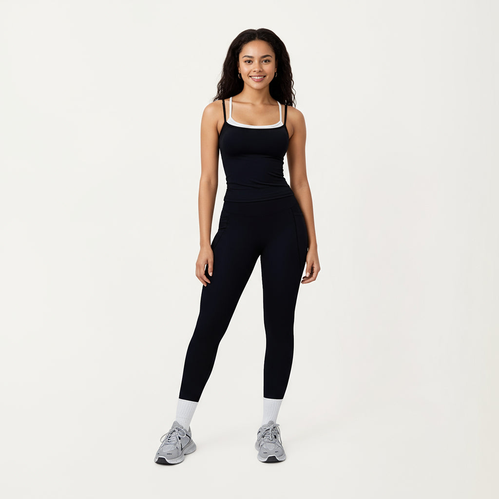 Anna-Kaci Active Women's Double Strap Fitted Active Tank Top with Built-In Shelf Bra