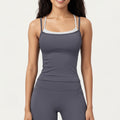 Anna-Kaci Active Women's Double Strap Fitted Active Tank Top with Built-In Shelf Bra
