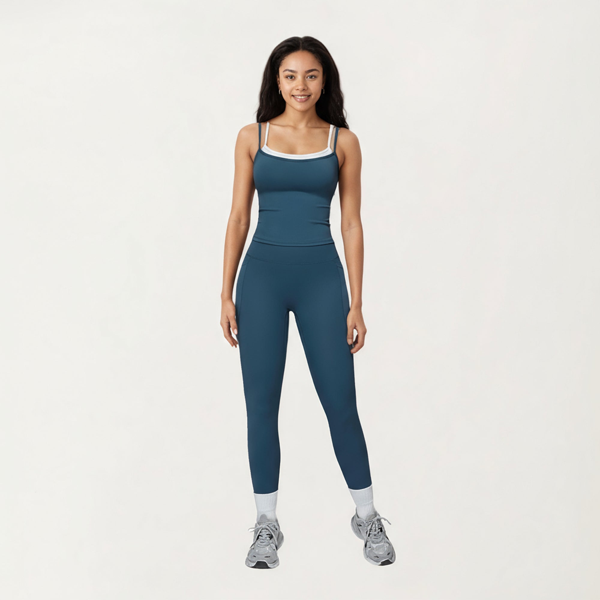 Anna-Kaci Active Women's Double Strap Fitted Active Tank Top with Built-In Shelf Bra