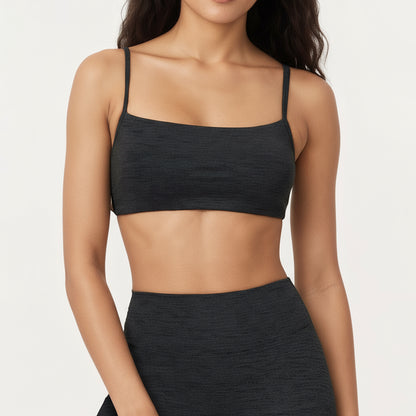 Anna-Kaci Active Women's Seamless Rib Knit Bralette Top with Adjustable Spaghetti Straps