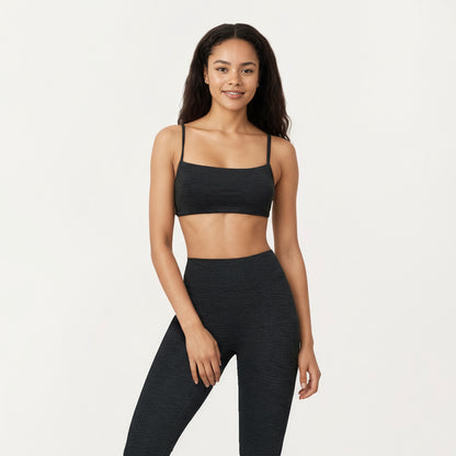 Anna-Kaci Active Women's Seamless Rib Knit Bralette Top with Adjustable Spaghetti Straps