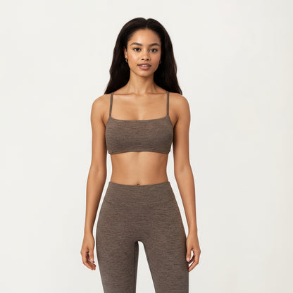 Anna-Kaci Active Women's Seamless Rib Knit Bralette Top with Adjustable Spaghetti Straps