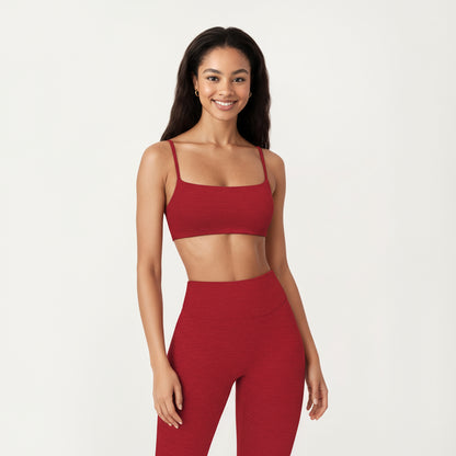 Anna-Kaci Active Women's Seamless Rib Knit Bralette Top with Adjustable Spaghetti Straps