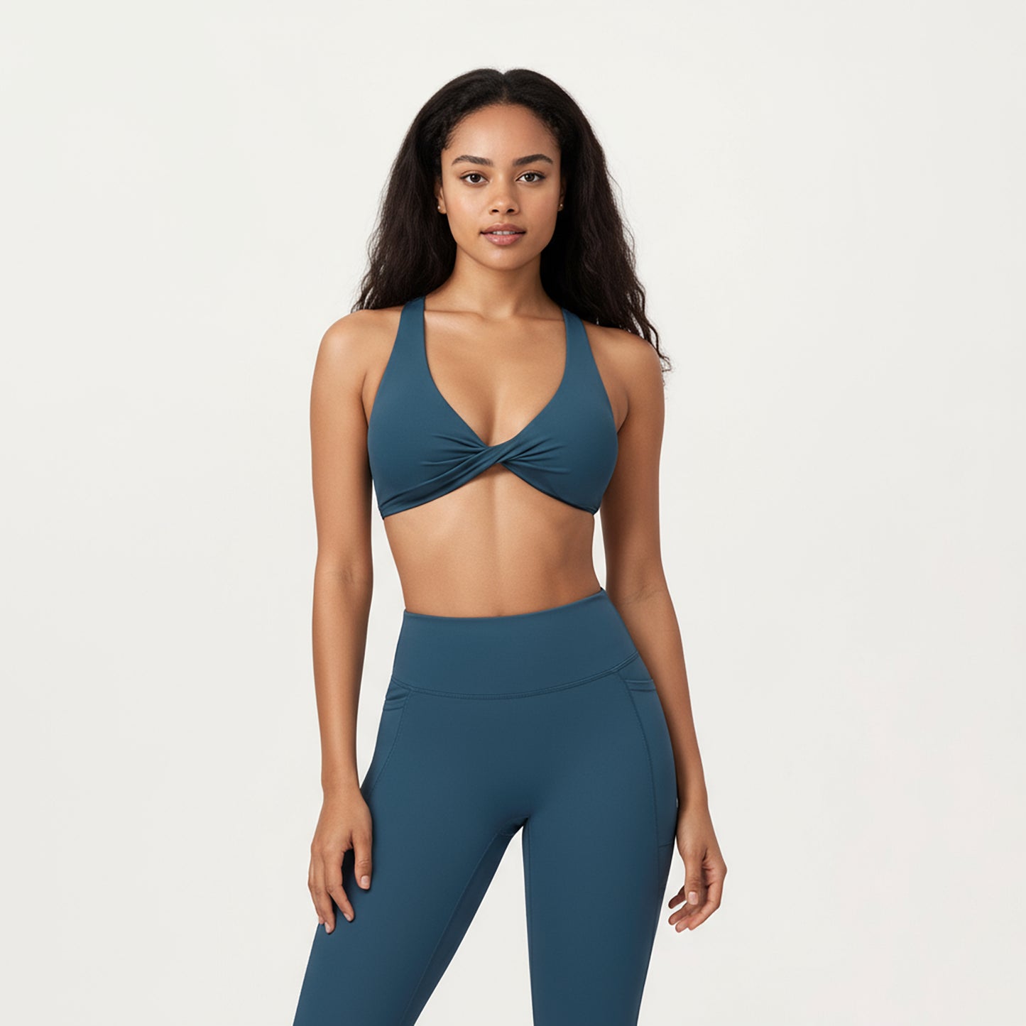 Anna-Kaci Active Women's Twist Front Halter Sports Bra Top with Supportive Wide Straps