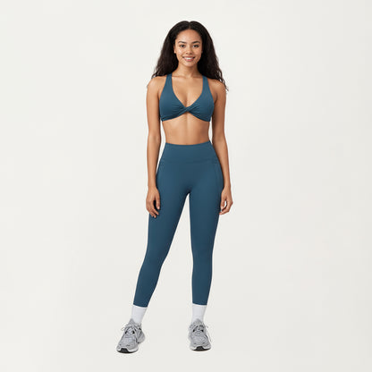 Anna-Kaci Active Women's Twist Front Halter Sports Bra Top with Supportive Wide Straps