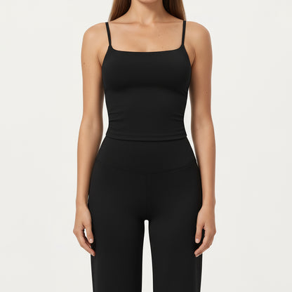 Anna-Kaci Active Women's Fitted Spaghetti Strap Square Neck Stretch Camisole Top