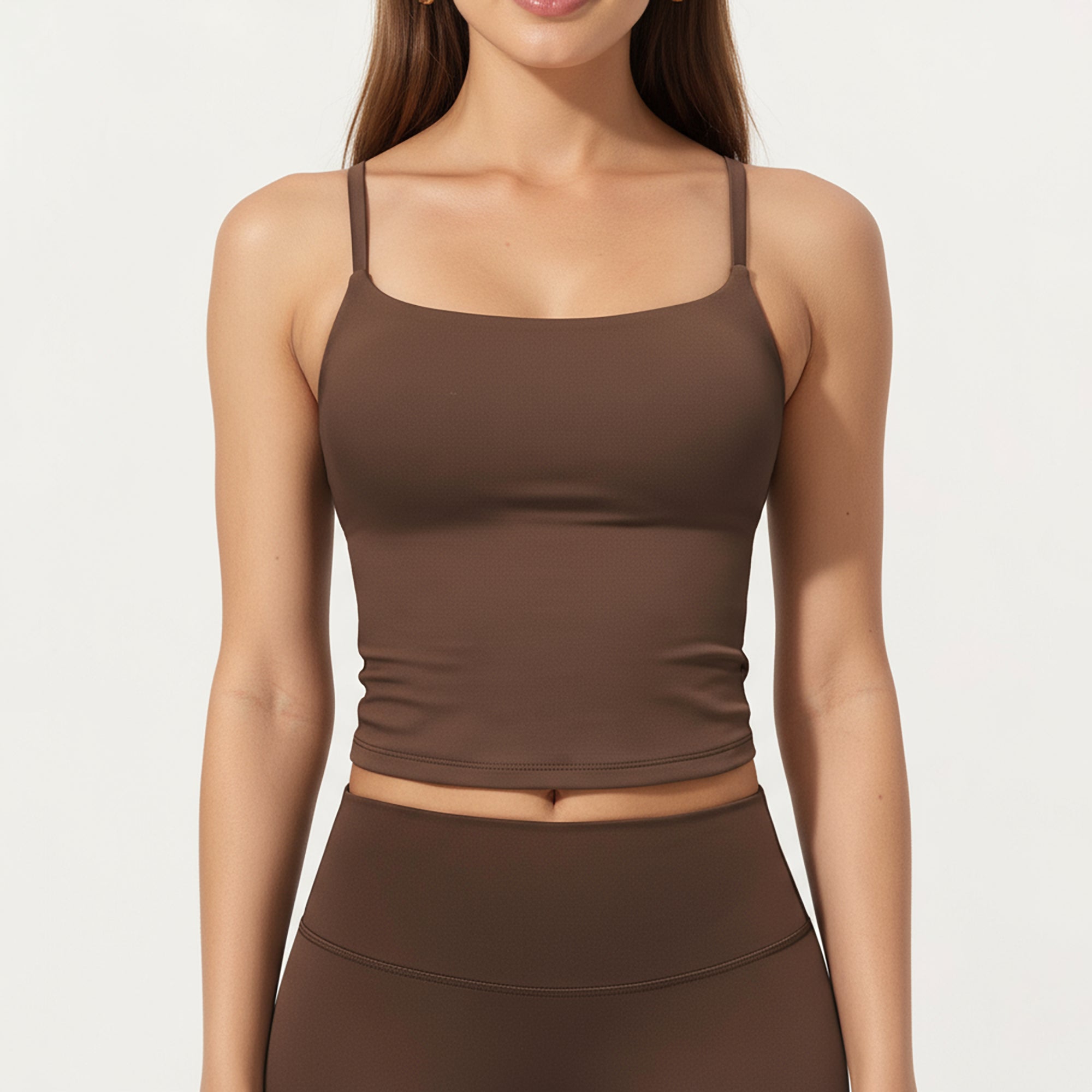 Anna-Kaci Active Women's Fitted Spaghetti Strap Square Neck Stretch Camisole Top