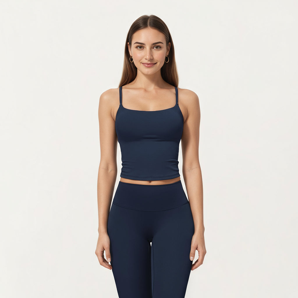 Anna-Kaci Active Women's Fitted Spaghetti Strap Square Neck Stretch Camisole Top