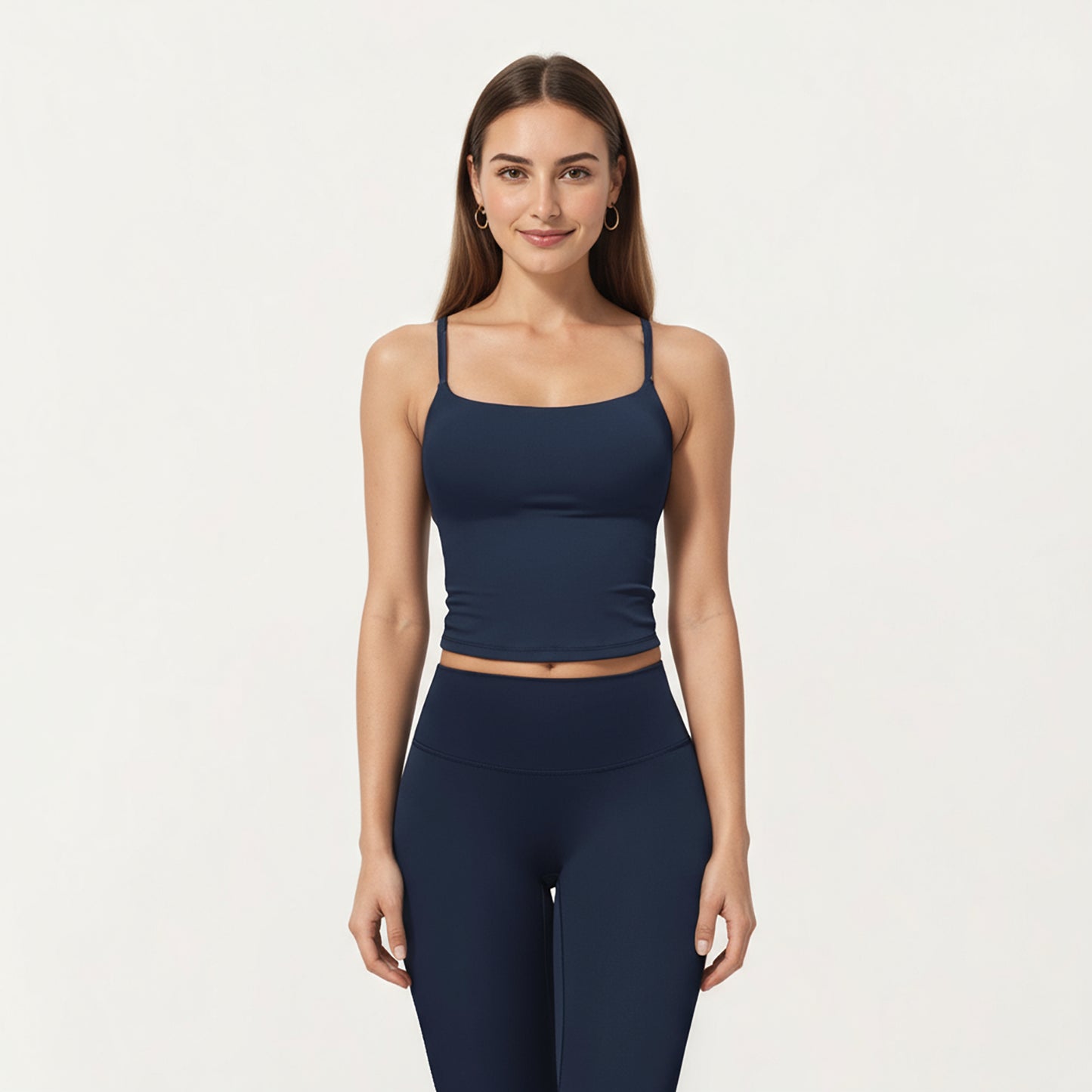 Anna-Kaci Active Women's Fitted Spaghetti Strap Square Neck Stretch Camisole Top