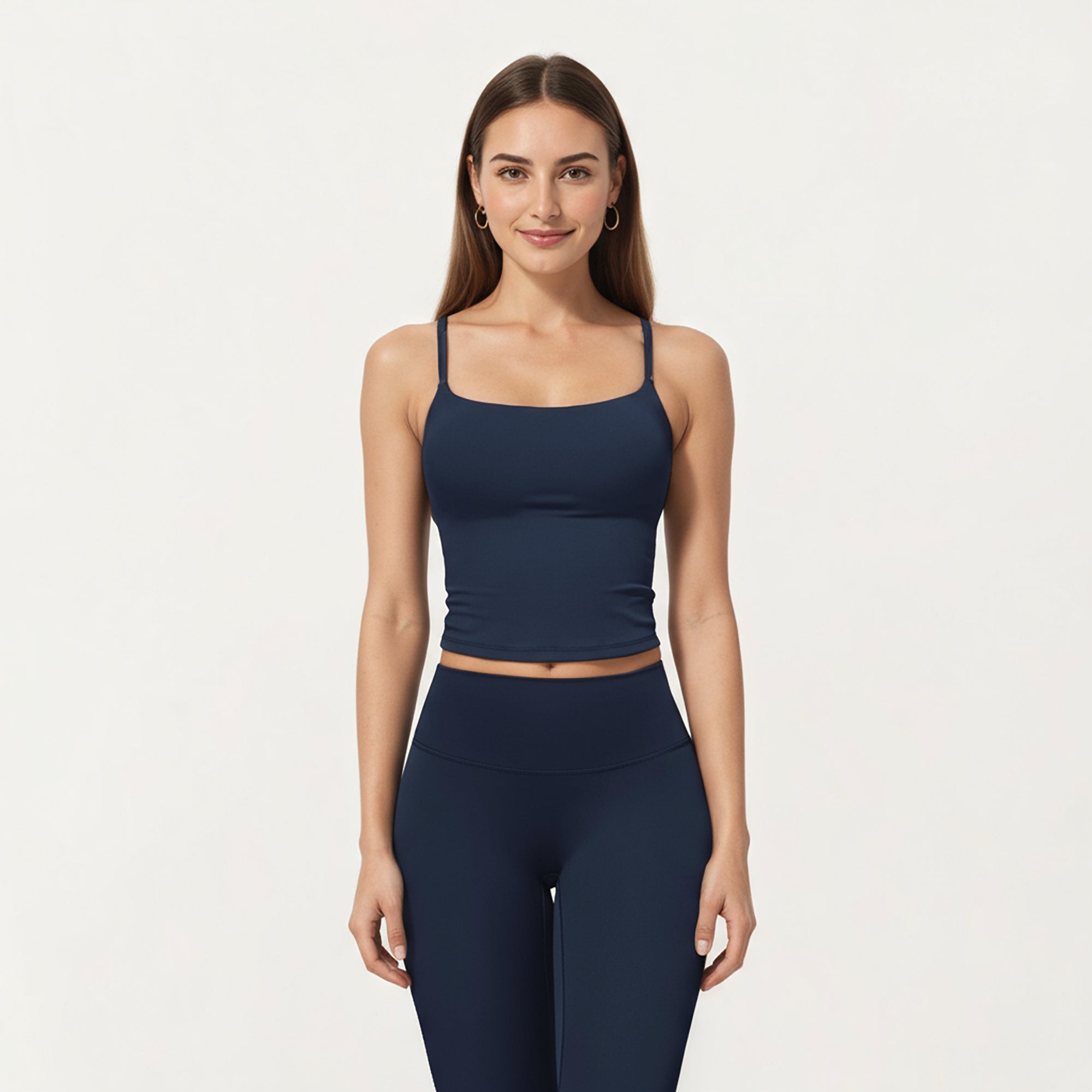 Anna-Kaci Active Women's Fitted Spaghetti Strap Square Neck Stretch Camisole Top