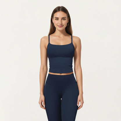 Anna-Kaci Active Women's Fitted Spaghetti Strap Square Neck Stretch Camisole Top