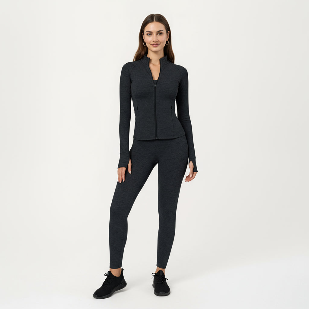 Anna-Kaci Active Women's Long Sleeve Zip-Up Mock Neck Active Jacket with Thumbhole Cuffs