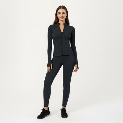 Anna-Kaci Active Women's Long Sleeve Zip-Up Mock Neck Active Jacket with Thumbhole Cuffs