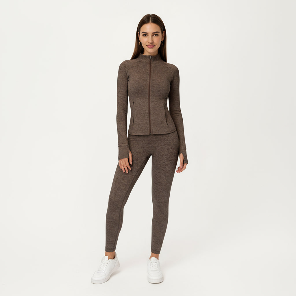 Anna-Kaci Active Women's Long Sleeve Zip-Up Mock Neck Active Jacket with Thumbhole Cuffs