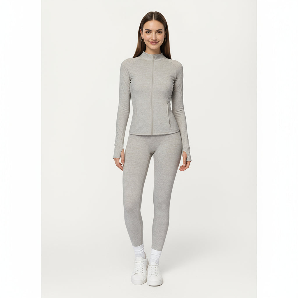 Anna-Kaci Active Women's Long Sleeve Zip-Up Mock Neck Active Jacket with Thumbhole Cuffs
