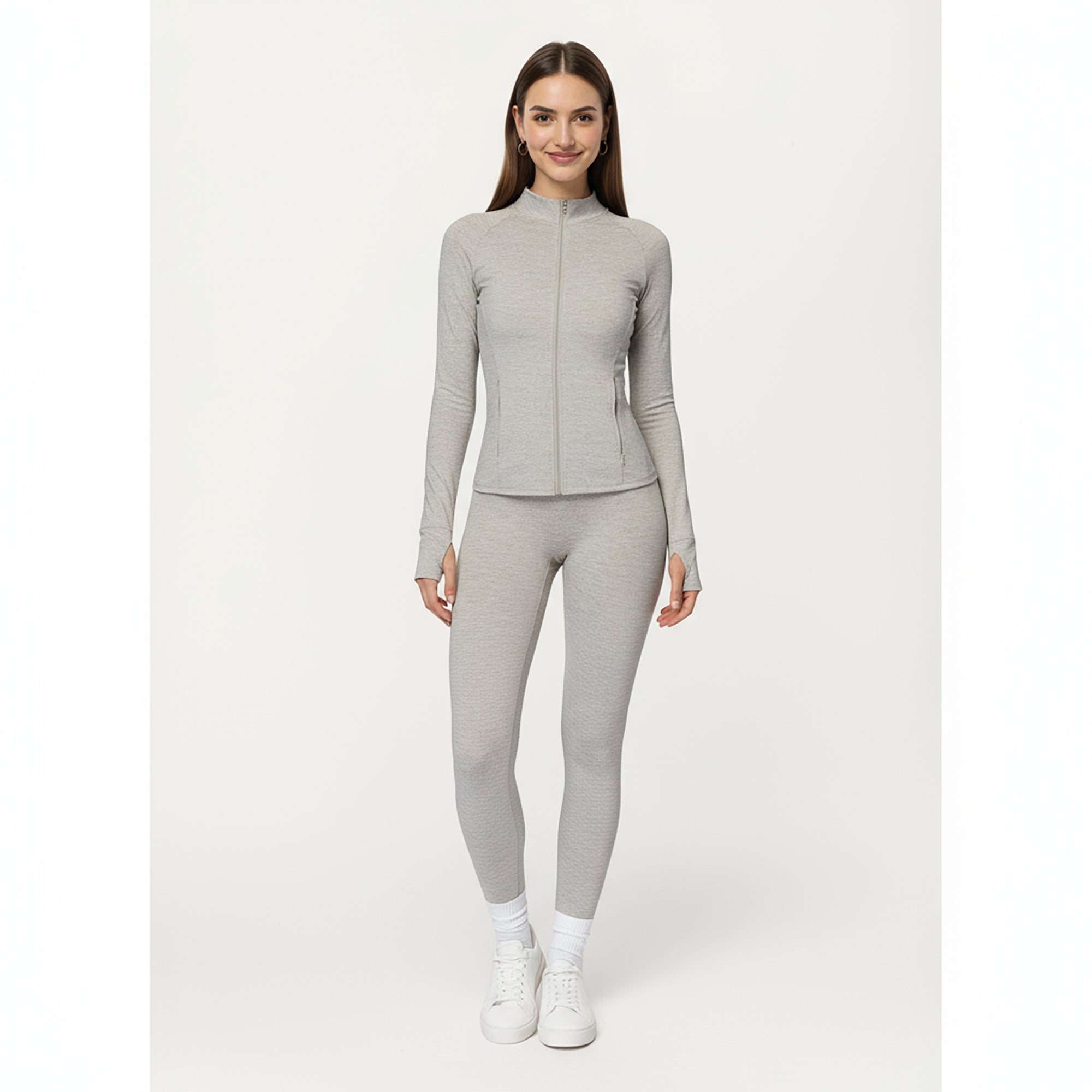 Anna-Kaci Active Women's Long Sleeve Zip-Up Mock Neck Active Jacket with Thumbhole Cuffs