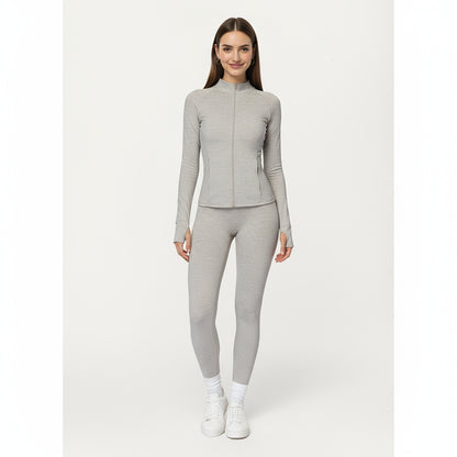 Anna-Kaci Active Women's Long Sleeve Zip-Up Mock Neck Active Jacket with Thumbhole Cuffs