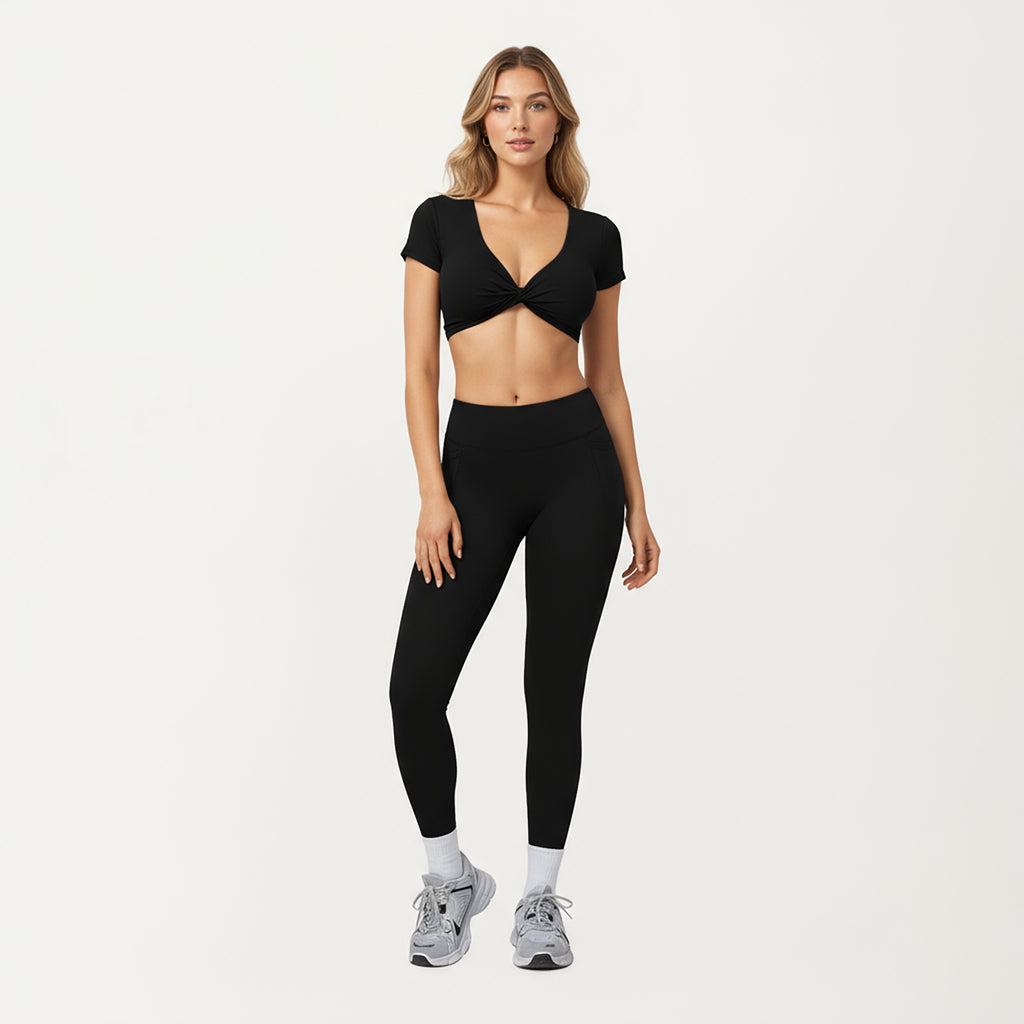 Anna-Kaci Active Women's High Waist Full Length Leggings with Side Pockets and Smooth Compression Fit