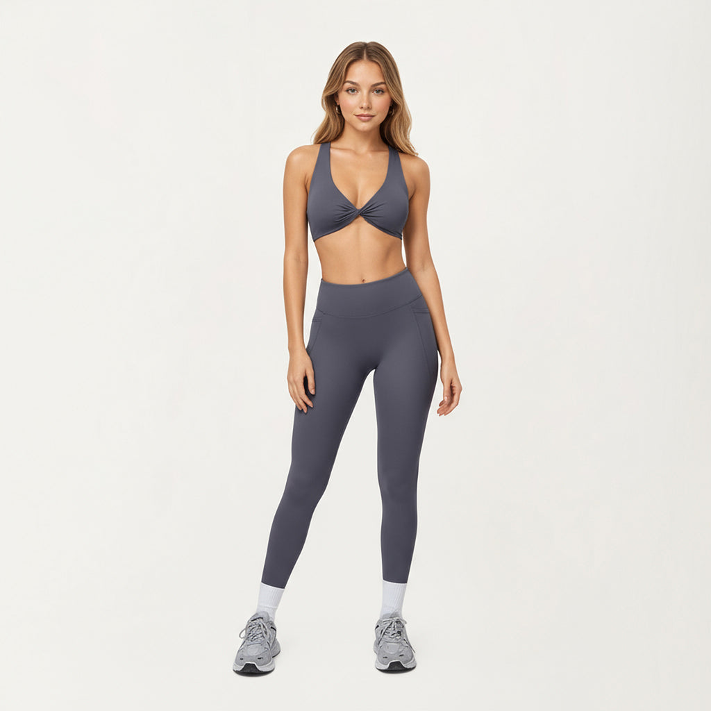 Anna-Kaci Active Women's High Waist Full Length Leggings with Side Pockets and Smooth Compression Fit