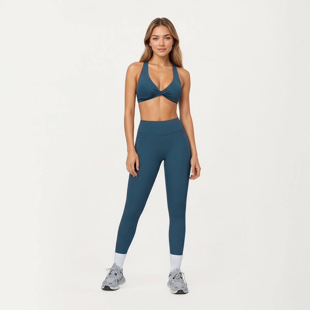 Anna-Kaci Active Women's High Waist Full Length Leggings with Side Pockets and Smooth Compression Fit