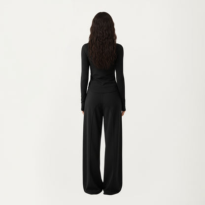 Anna-Kaci Active Women's Long Sleeve Rib Knit Top with Boat Neckline and Slim Fit Silhouette