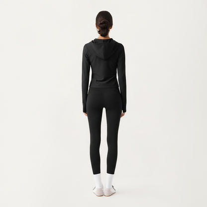 Anna-Kaci Active Women's Long Sleeve Zip Up Hoodie Jacket with Contoured Fit and Thumbhole Cuffs