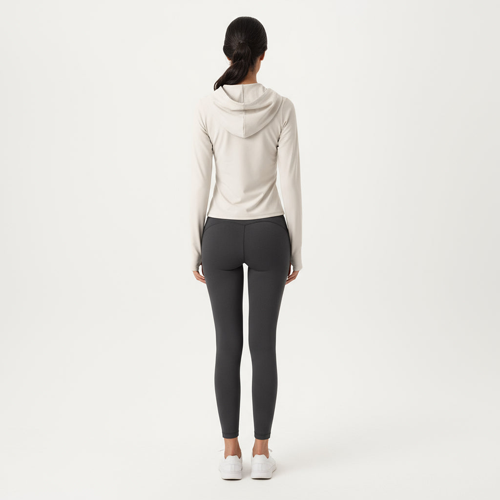 Anna-Kaci Active Women's Long Sleeve Zip Up Hoodie Jacket with Contoured Fit and Thumbhole Cuffs