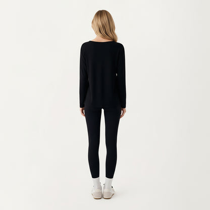 Anna-Kaci Active Women's Long Sleeve Pullover Top with Relaxed Fit and Boat Neckline