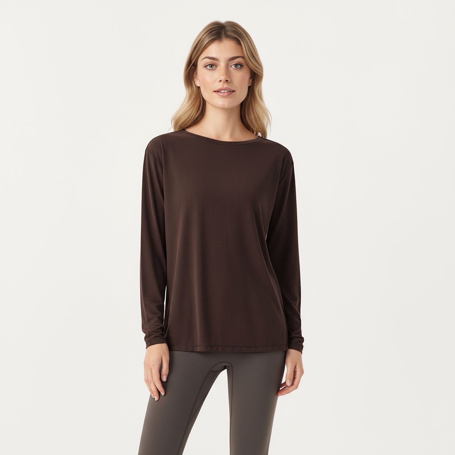 Anna-Kaci Active Women's Long Sleeve Pullover Top with Relaxed Fit and Boat Neckline