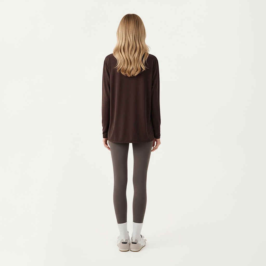 Anna-Kaci Active Women's Long Sleeve Pullover Top with Relaxed Fit and Boat Neckline