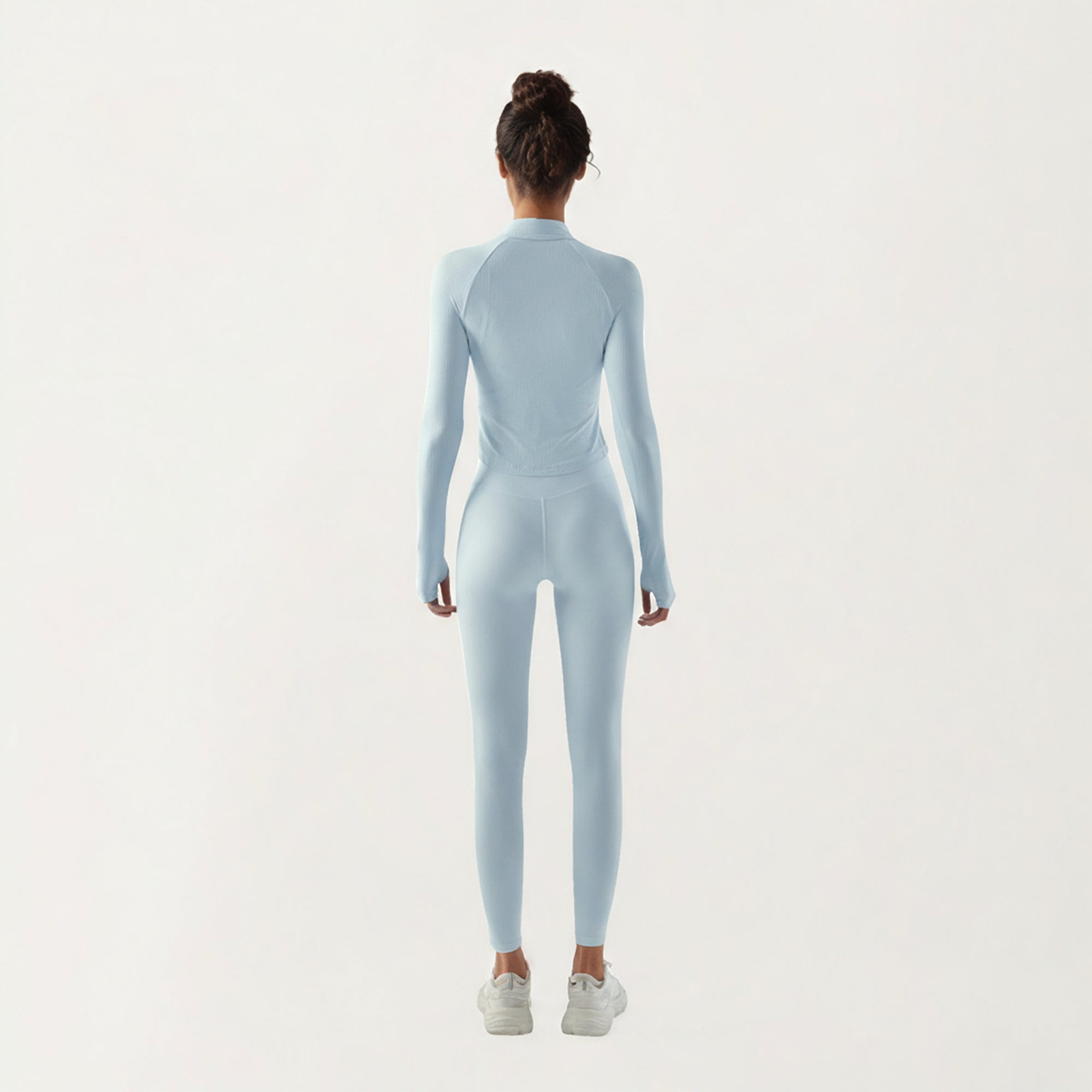 Anna-Kaci Active Women's Long Sleeve Ribbed Knit Half Zip Top with Curved Hem and Fitted Silhouette