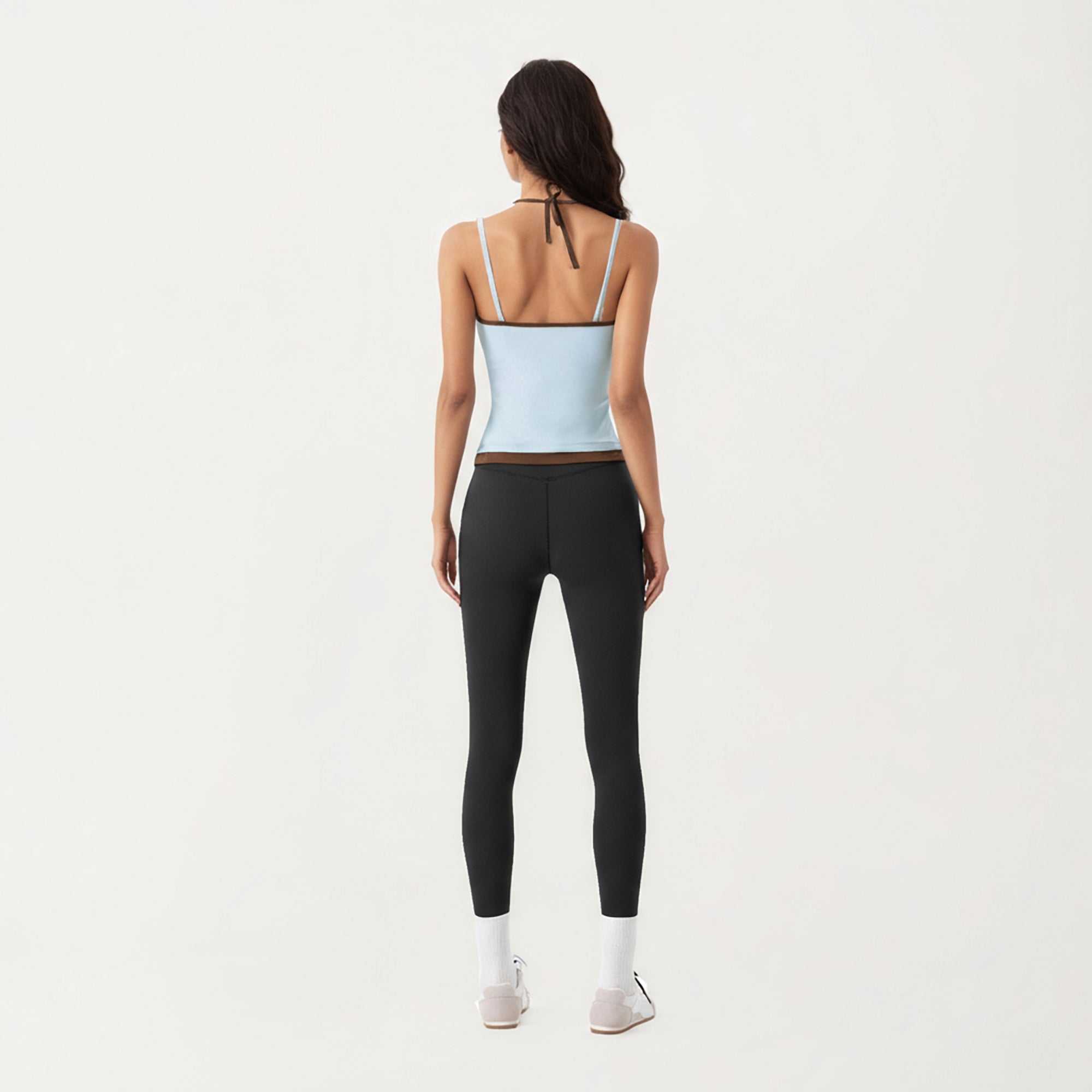 Anna-Kaci Active Women's Contrast Trim Halter Neck Cami Top with Fitted Silhouette and Scoop Neckline