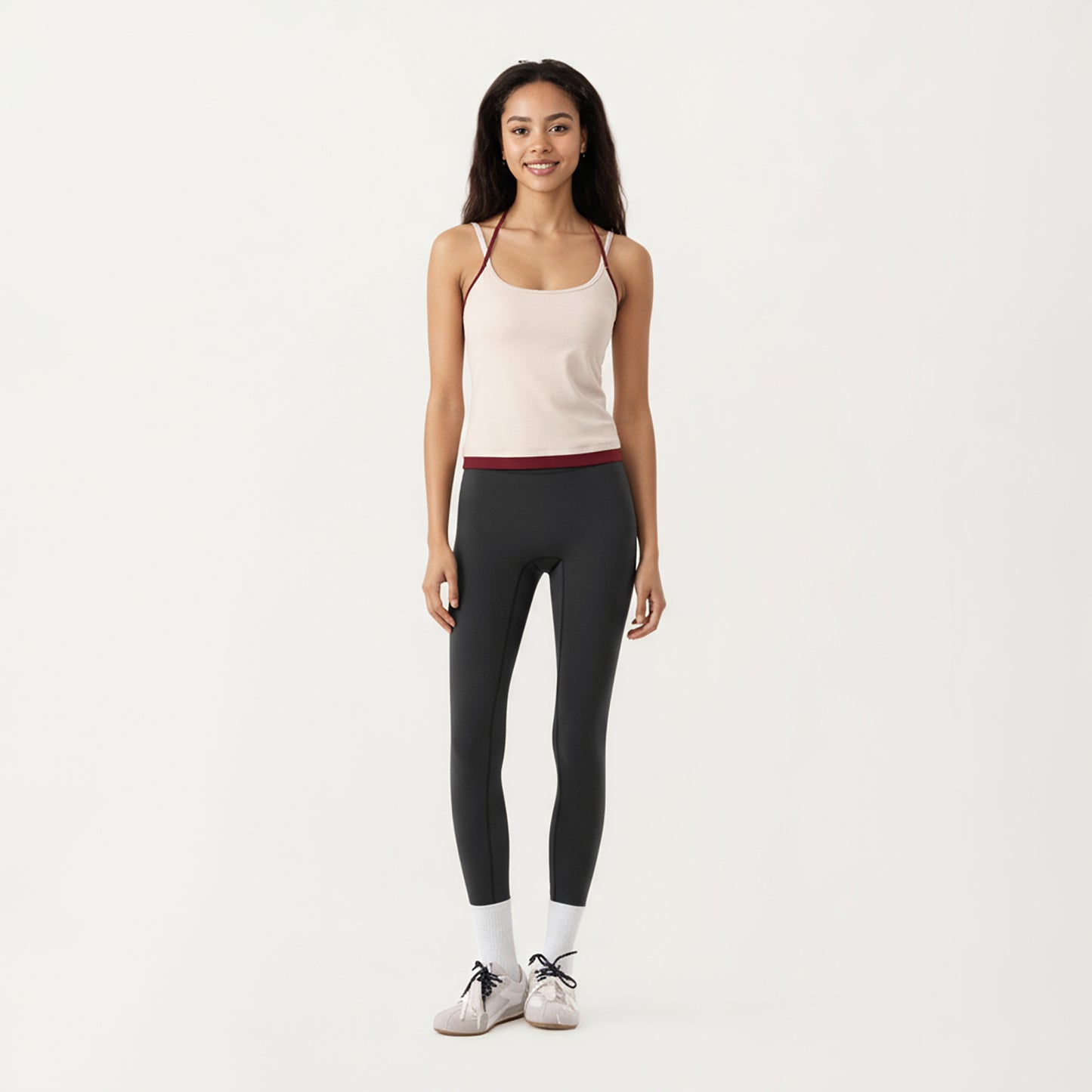 Anna-Kaci Active Women's Contrast Trim Halter Neck Cami Top with Fitted Silhouette and Scoop Neckline