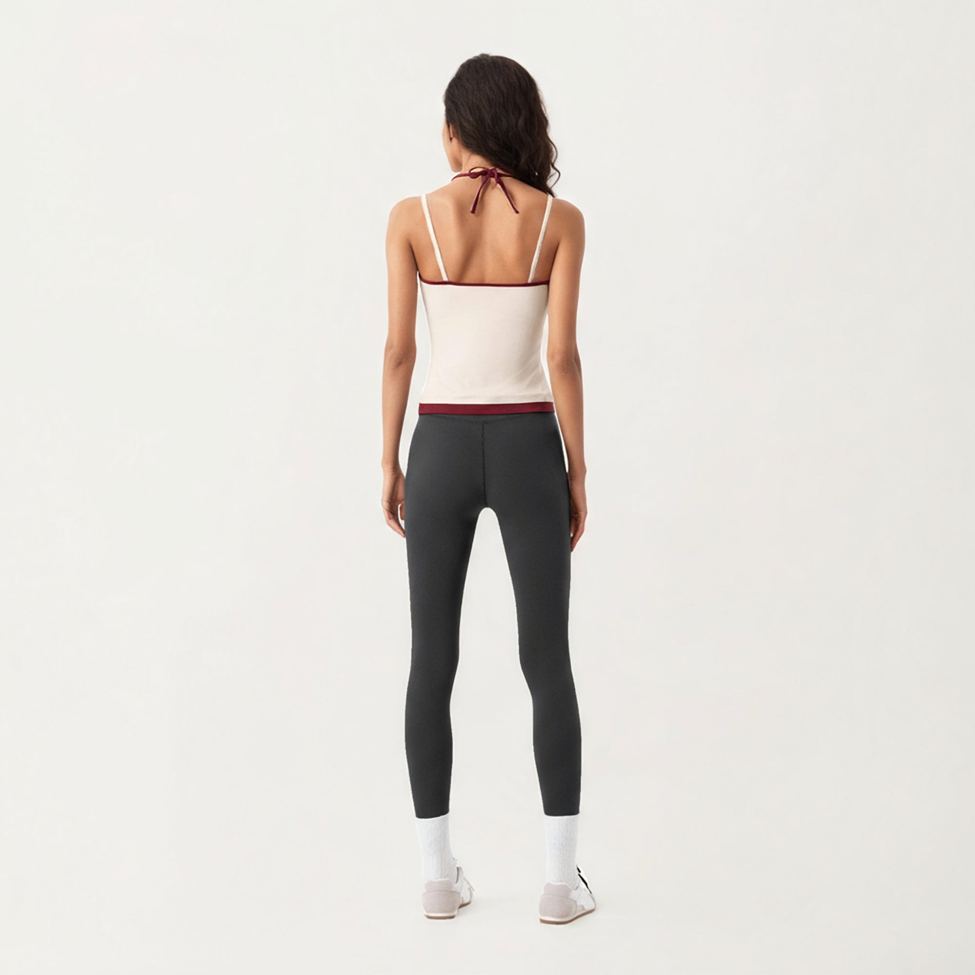 Anna-Kaci Active Women's Contrast Trim Halter Neck Cami Top with Fitted Silhouette and Scoop Neckline