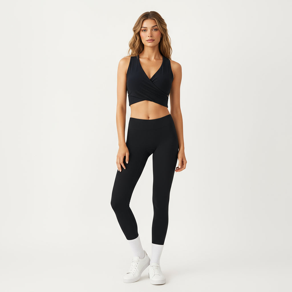 Anna-Kaci Active Women's Sleeveless Wrap Front Crop Top with Deep V-Neckline and Twisted Hem Detail