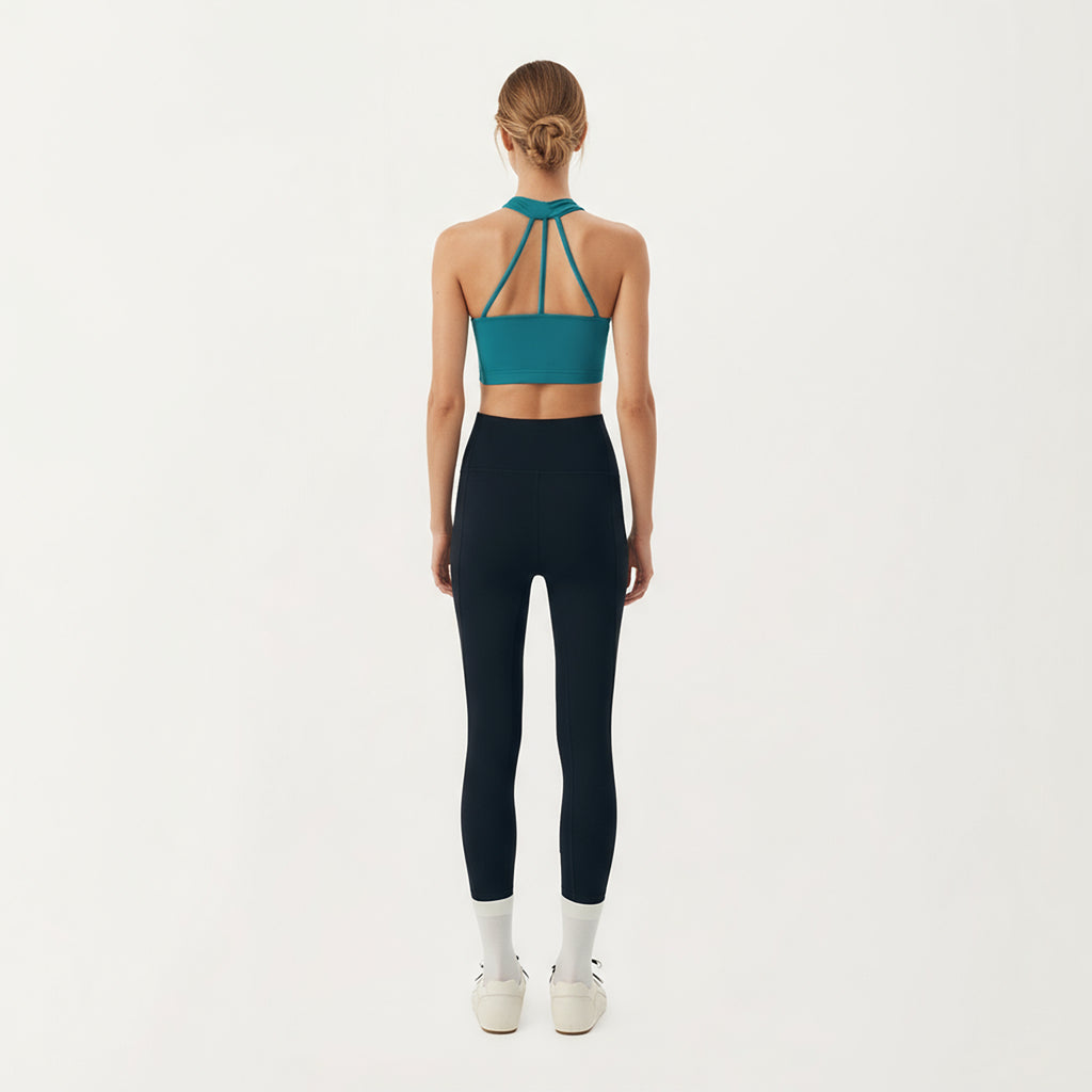 Anna-Kaci Active Women's Sleeveless Wrap Front Crop Top with Deep V-Neckline and Twisted Hem Detail