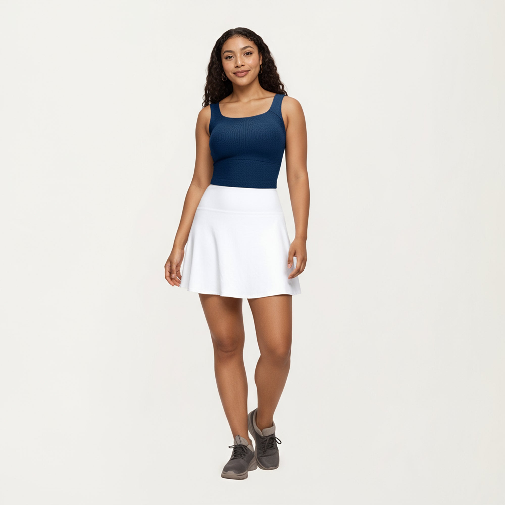Anna-Kaci Active Women's Ribbed Square Neck Tank Top with Wide Straps and Fitted Stretch Design